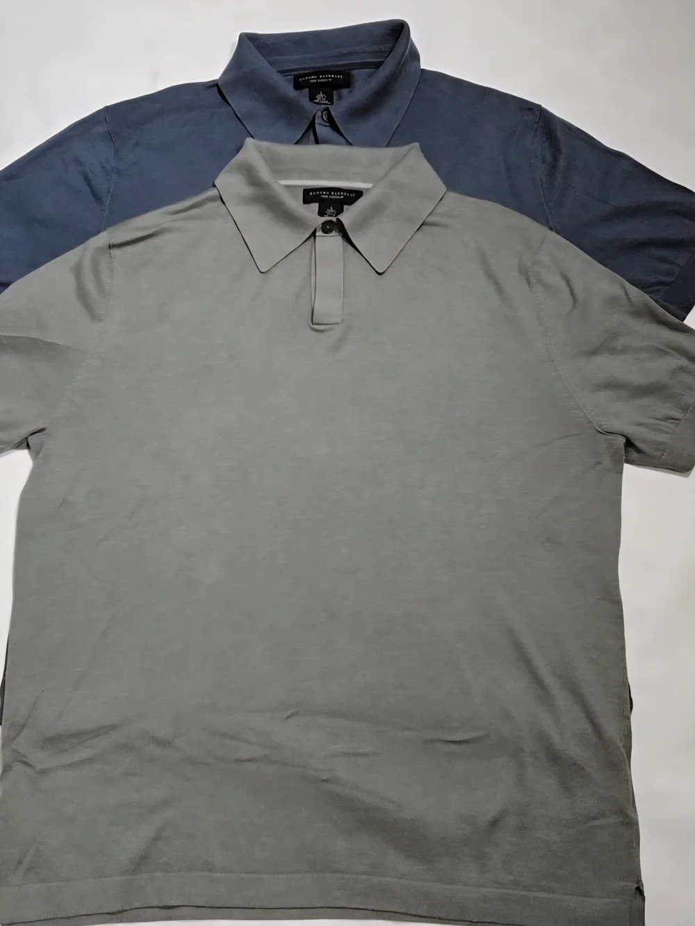 Banana Republic Silk/Cotton Polo Shirts Multi-Pack (2) Blue & Sage Gray -  Sm